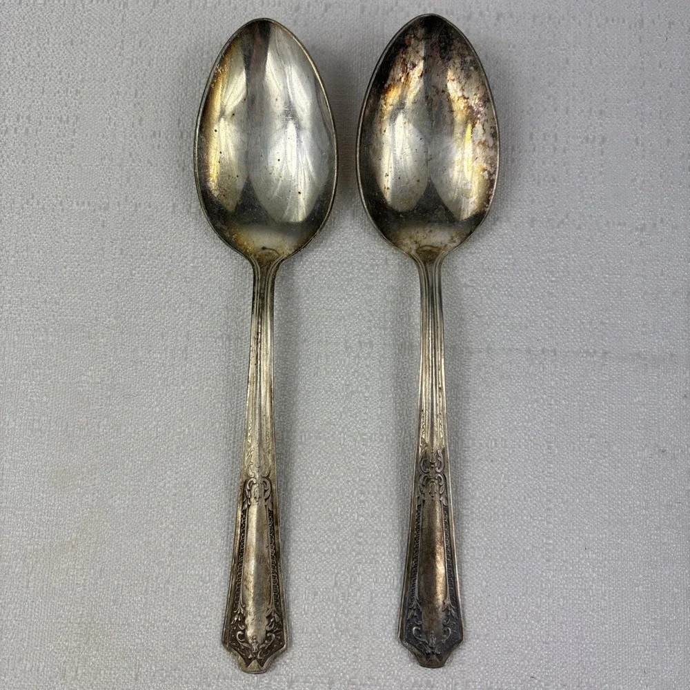 HB Co. HBC6 Silver plate Dinner‎ Soup Spoons Set Of 2
